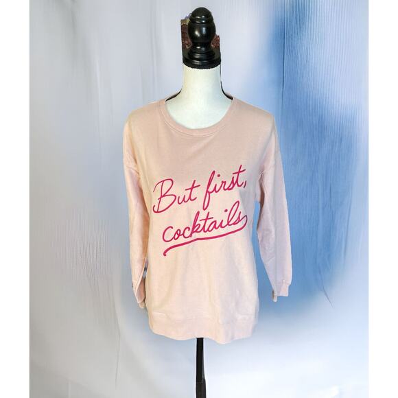 Wildfox But First Cocktails Sweatshirt S M NWT NEW - Picture 2 of 8